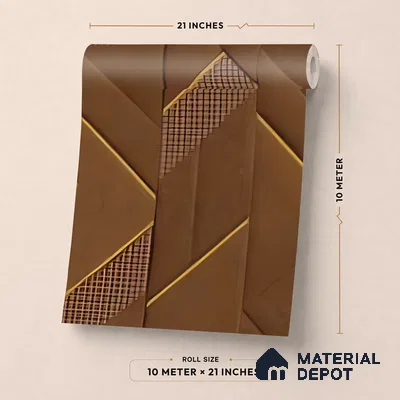 WK160-03 | Brown Panel Facet Patterned Wallpaper - 10 Meter x 21 Inches, 57.37 Sq. Ft. (Min. 15% Wastage)