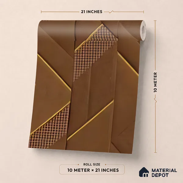 WK160-03 | Brown Panel Facet Patterned Wallpaper - 10 Meter x 21 Inches, 57.37 Sq. Ft. (Min. 15% Wastage)