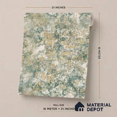1134 | Teal & White Weathered Trellis Patterned Wallpaper - 10 Meter x 21 Inches, 57.37 Sq. Ft. (Min. 15% Wastage)