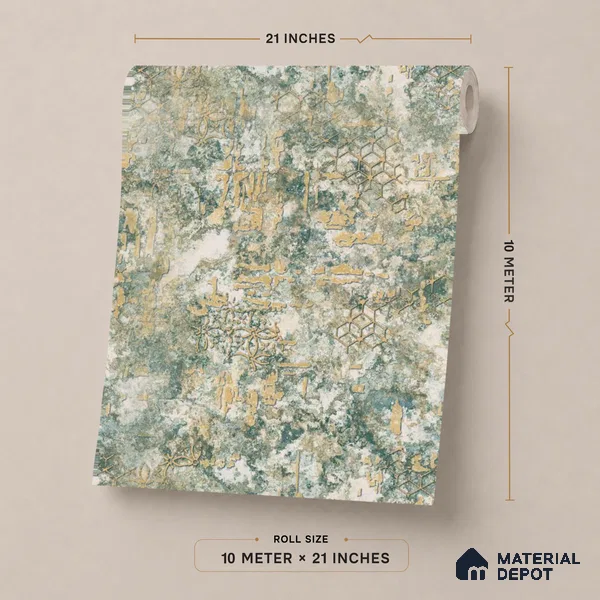 1134 | Teal & White Weathered Trellis Patterned Wallpaper - 10 Meter x 21 Inches, 57.37 Sq. Ft. (Min. 15% Wastage)