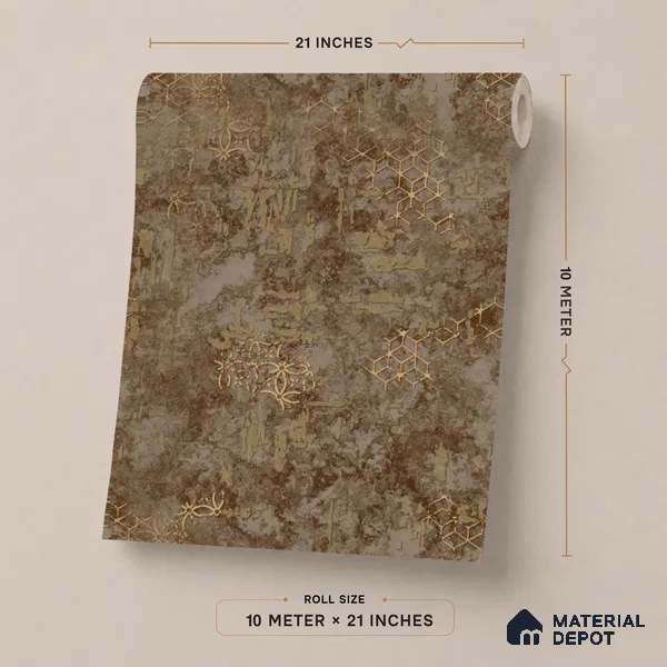 1137 | Copper Brown Gold Trellis Patterned Wallpaper - 10 Meter x 21 Inches, 57.37 Sq. Ft. (Min. 15% Wastage)