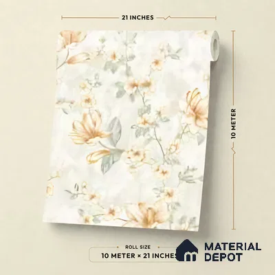 WK160-14 | Cream Lily Blossom Floral Wallpaper - 10 Meter x 21 Inches, 57.37 Sq. Ft. (Min. 15% Wastage)
