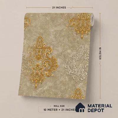 1144 | 10 Meter x 21 Inches Damask Look Wallpaper - 57.37 Sq. Ft. | Minimum 15% wastage during installation