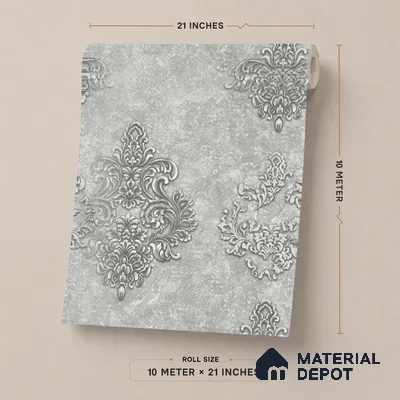 1146 | 10 Meter x 21 Inches Damask Look Wallpaper - 57.37 Sq. Ft. | Minimum 15% wastage during installation