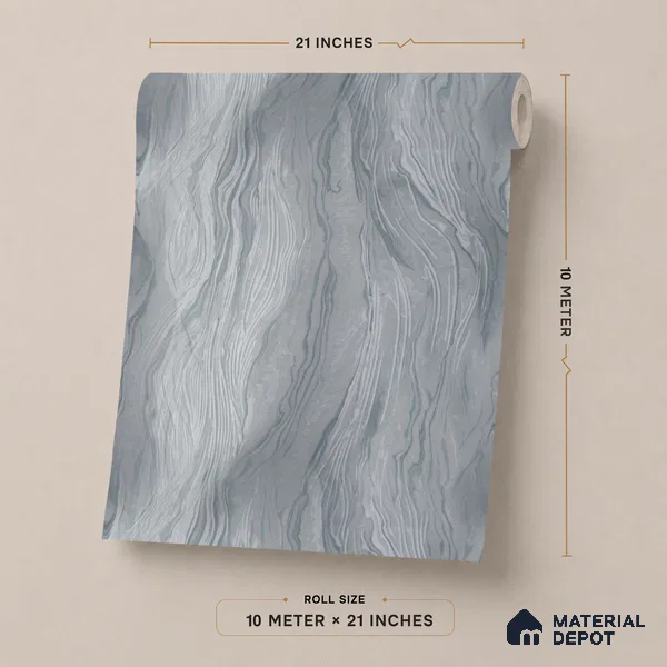 1124 | Grey Wave Ripples Textured Wallpaper - 10 Meter x 21 Inches, 57.37 Sq. Ft. (Min. 15% Wastage)