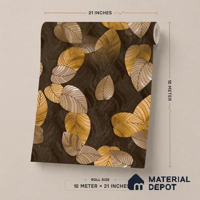 1105 | Brown Scattered Leaves Floral Wallpaper - 10 Meter x 21 Inches, 57.37 Sq. Ft. (Min. 15% Wastage)