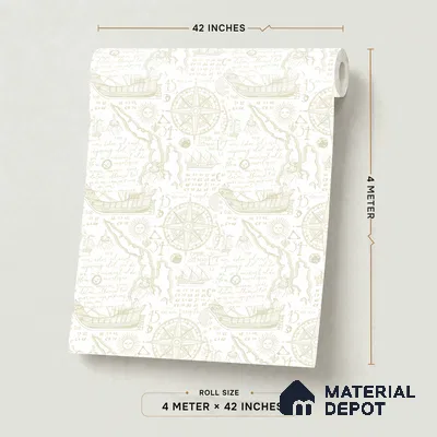 5163-1 | 4 Meter x 42 Inches Map Look Wallpaper - 45.94 Sq. Ft. | Minimum 15% wastage during installation