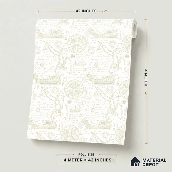 5163-1 | 4 Meter x 42 Inches Map Look Wallpaper - 45.94 Sq. Ft. | Minimum 15% wastage during installation