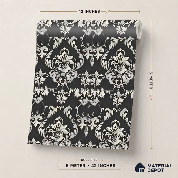 81372-3 | 5 Meter x 42 Inches Damask Look Wallpaper - 57 Sq. Ft.  | Minimum 15% wastage during installation