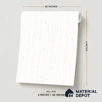 5190-1 | White Pastel Dotted Pinstripe Patterned Wallpaper - 4 Meter x 42 Inches, 45.94 Sq. Ft. (Min. 15% Wastage)