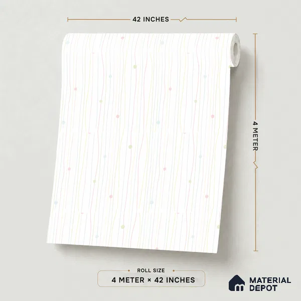 5190-1 | White Pastel Dotted Pinstripe Patterned Wallpaper - 4 Meter x 42 Inches, 45.94 Sq. Ft. (Min. 15% Wastage)