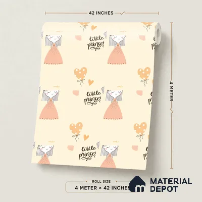 5179-2 | Cream Pastel Little Princess Kids Look Wallpaper 4 Meter x 42 Inches - 45.94 Sq. Ft. | Minimum 15% wastage during installation