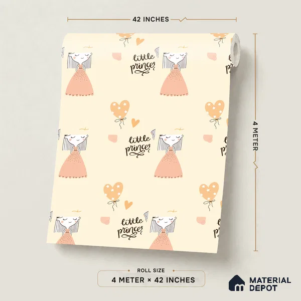 5179-2 | Cream Pastel Little Princess Kids Look Wallpaper 4 Meter x 42 Inches - 45.94 Sq. Ft. | Minimum 15% wastage during installation