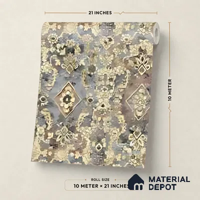WK160-05 | Blue Floral Damask Patterned Wallpaper - 10 Meter x 21 Inches, 57.37 Sq. Ft. (Min. 15% Wastage)