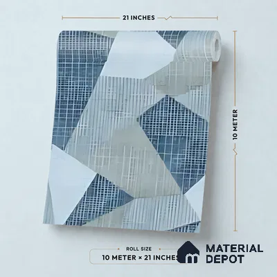 WK160-24 | Slate Blue Faceted Triangle Block Patterned Wallpaper - 10 Meter x 21 Inches, 57.37 Sq. Ft. (Min. 15% Wastage)