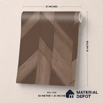 WK160-32 | Cocoa Brown Large Chevron Panel Patterned Wallpaper - 10 Meter x 21 Inches, 57.37 Sq. Ft. (Min. 15% Wastage)