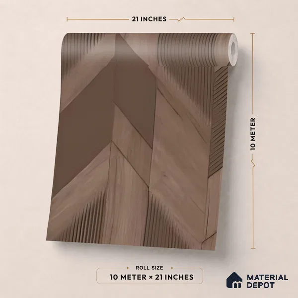 WK160-32 | Cocoa Brown Large Chevron Panel Patterned Wallpaper - 10 Meter x 21 Inches, 57.37 Sq. Ft. (Min. 15% Wastage)