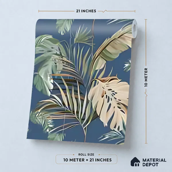 WK160-40 | 10 Meter x 21 Inches Tropical Look Wallpaper - 57.37 Sq. Ft. | Minimum 15% wastage during installation