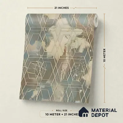 WK160-52 | Teal Facet Marble Geometric Wallpaper - 10 Meter x 21 Inches, 57.37 Sq. Ft. (Min. 15% Wastage)