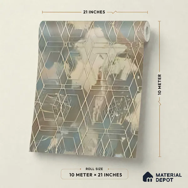 WK160-52 | Teal Facet Marble Geometric Wallpaper - 10 Meter x 21 Inches, 57.37 Sq. Ft. (Min. 15% Wastage)