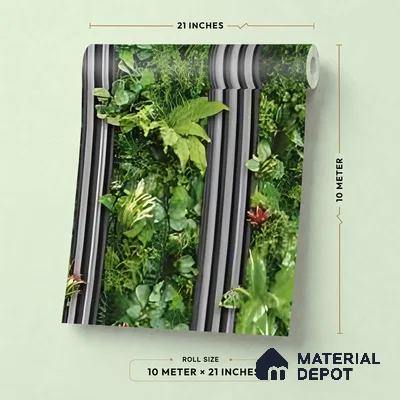 WK160-66 | Charcoal Slat Green Wall Floral Wallpaper - 10 Meter x 21 Inches, 57.37 Sq. Ft. (Min. 15% Wastage)