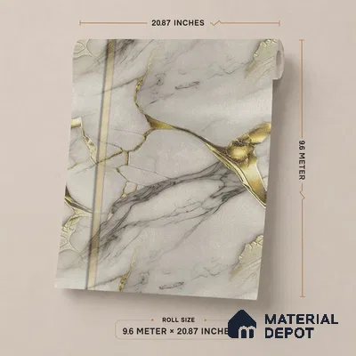 170-46 | 9.6 Meter x 20.87 Inches Marble Look Wallpaper - 54.77 Sq. Ft. | Minimum 10% wastage during installation