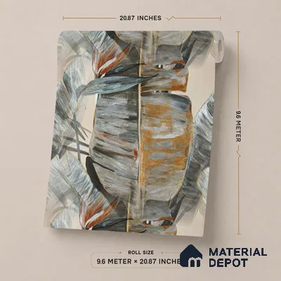 170-5 | Slate Rust Banana Leaf Floral Wallpaper - 9.6 Meter x 20.87 Inches, 54.77 Sq. Ft. (Min. 15% Wastage)