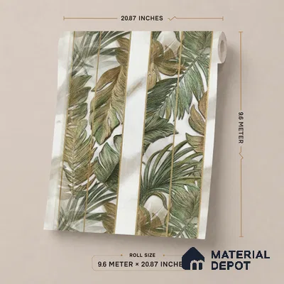 170-12 | Green Banana Panel Floral Wallpaper - 9.6 Meter x 20.87 Inches, 54.77 Sq. Ft. (Min. 15% Wastage)