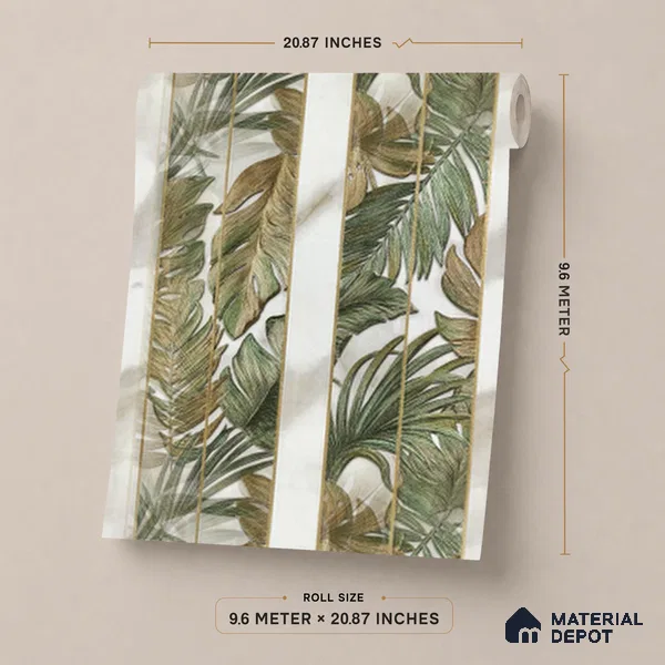 170-12 | Green Banana Panel Floral Wallpaper - 9.6 Meter x 20.87 Inches, 54.77 Sq. Ft. (Min. 15% Wastage)