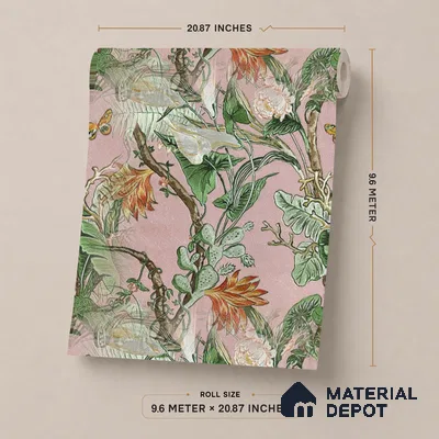 170-35 | Pink Butterfly Garden Floral Wallpaper - 9.6 Meter x 20.87 Inches, 54.77 Sq. Ft. (Min. 15% Wastage)