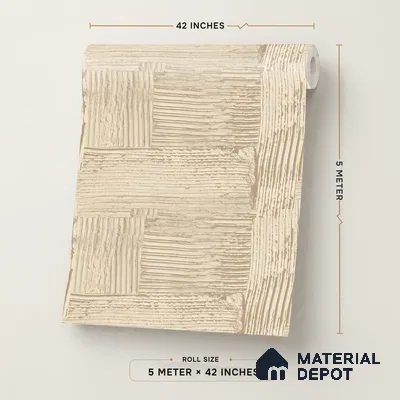 88669-2 | Sand Gold Deep Groove Plank Patterned Wallpaper - 5 Meter x 42 Inches, 57 Sq. Ft. (Min. 15% Wastage)