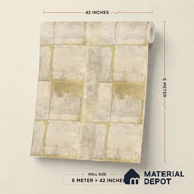 81378-3 | Golden Yellow Weathered Block Patterned Wallpaper - 5 Meter x 42 Inches, 57 Sq. Ft. (Min. 15% Wastage)