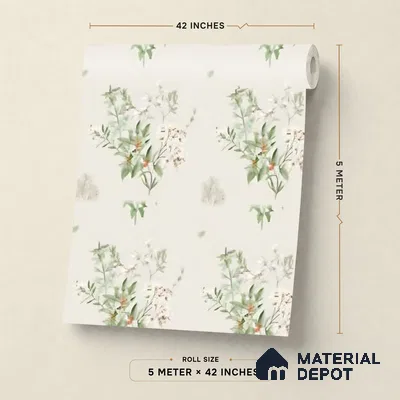 81370-3 | Beige Wildflower Sprig Floral Wallpaper - 5 Meter x 42 Inches, 57 Sq. Ft. (Min. 15% Wastage)