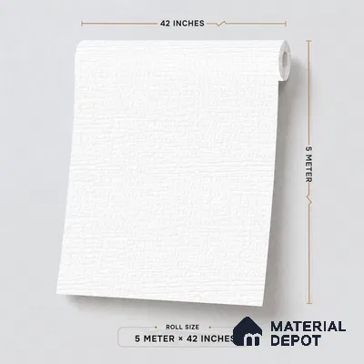 493-1 | White Embossed Weave Textured Wallpaper - 5 Meter x 42 Inches, 57.43 Sq. Ft. (Min. 15% Wastage)