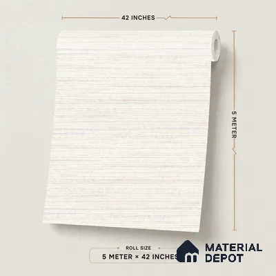 498-3 | Cream Horizontal Grasscloth Textured Wallpaper - 5 Meter x 42 Inches, 57.43 Sq. Ft. (Min. 15% Wastage)