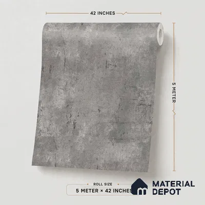 443-5 | Grey Distressed Concrete Textured Wallpaper - 5 Meter x 42 Inches, 57.43 Sq. Ft. (Min. 15% Wastage)