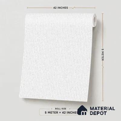 487-1 | White Ribbed Stripe Textured Wallpaper - 5 Meter x 42 Inches, 57.43 Sq. Ft. (Min. 15% Wastage)