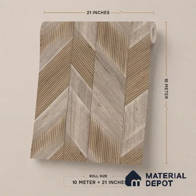 1161 | Light Oak Chevron Parquet Wood Patterned Wallpaper - 10 Meter x 21 Inches, 57.37 Sq. Ft. (Min. 15% Wastage)