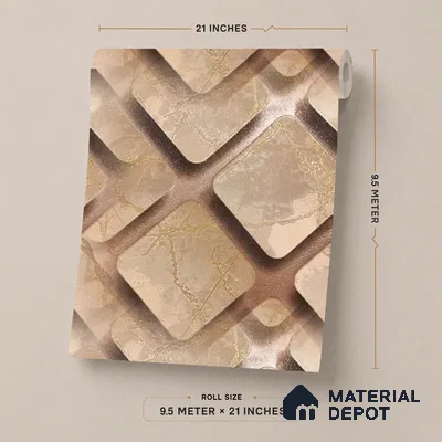 WP-1438 | Blush Beige 3D Diamond Tile Patterned Wallpaper - 9.5 Meter x 21 Inches, 54 Sq. Ft. (Min. 15% Wastage)