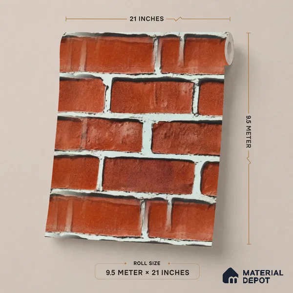 WP-1444 | 9.5 Meter x 21 Inches Brick Look Wallpaper - 54 Sq. Ft.  | Minimum 15% wastage during installation