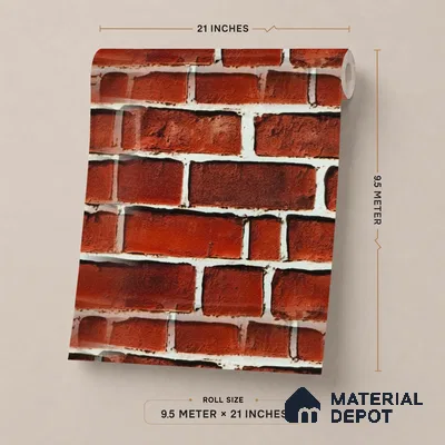 WP-1445 | 9.5 Meter x 21 Inches Brick Look Wallpaper - 54 Sq. Ft.  | Minimum 15% wastage during installation
