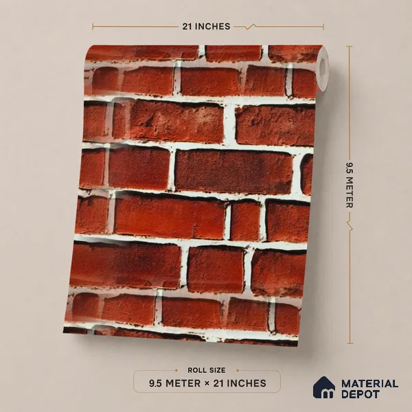 WP-1445 | 9.5 Meter x 21 Inches Brick Look Wallpaper - 54 Sq. Ft.  | Minimum 15% wastage during installation