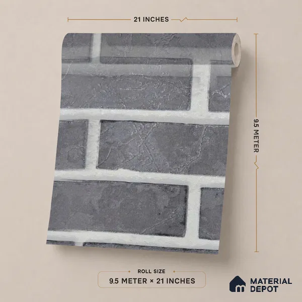 WP-1459 | 9.5 Meter x 21 Inches Brick Look Wallpaper - 54 Sq. Ft.  | Minimum 15% wastage during installation