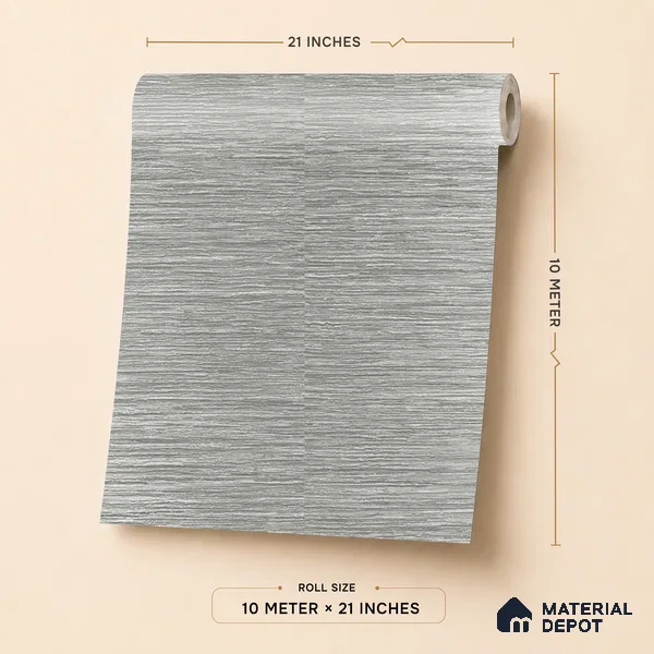 A77902 | Grey Metal Lines Textured Wallpaper - 10 Meter x 21 Inches, 57.41 Sq. Ft.
