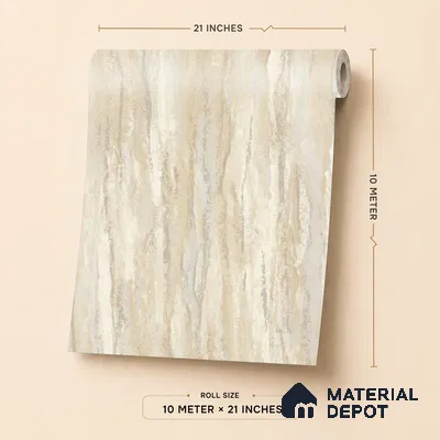 A78504 | Cream Dripping Streaks Textured Wallpaper - 10 Meter x 21 Inches, 57.41 Sq. Ft.
