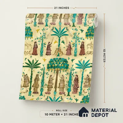 8002 | 10 Meter x 21 Inches Indian Look Wallpaper - 57.41 Sq. Ft.