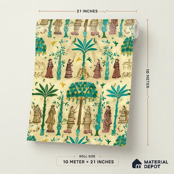 8002 | 10 Meter x 21 Inches Indian Look Wallpaper - 57.41 Sq. Ft.