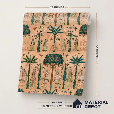 8003 | 10 Meter x 21 Inches Indian Look Wallpaper - 57.41 Sq. Ft.