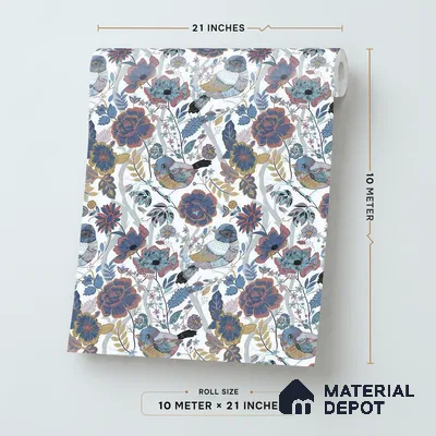 8011 | 10 Meter x 21 Inches Chinoserie Look Wallpaper - 57.41 Sq. Ft.