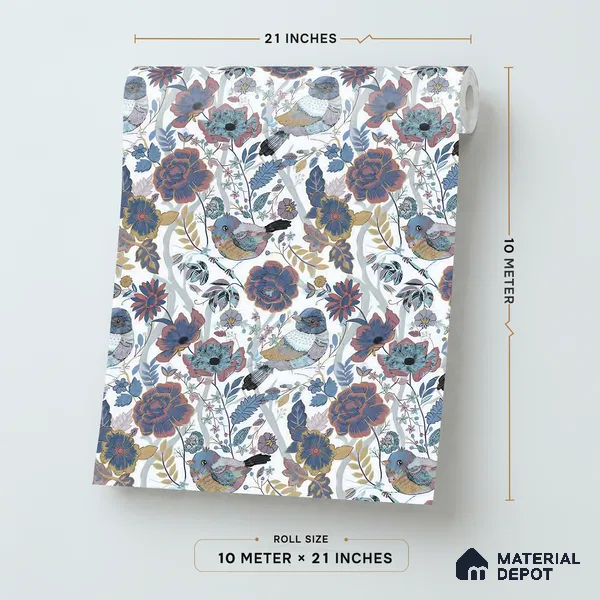 8011 | 10 Meter x 21 Inches Chinoserie Look Wallpaper - 57.41 Sq. Ft.